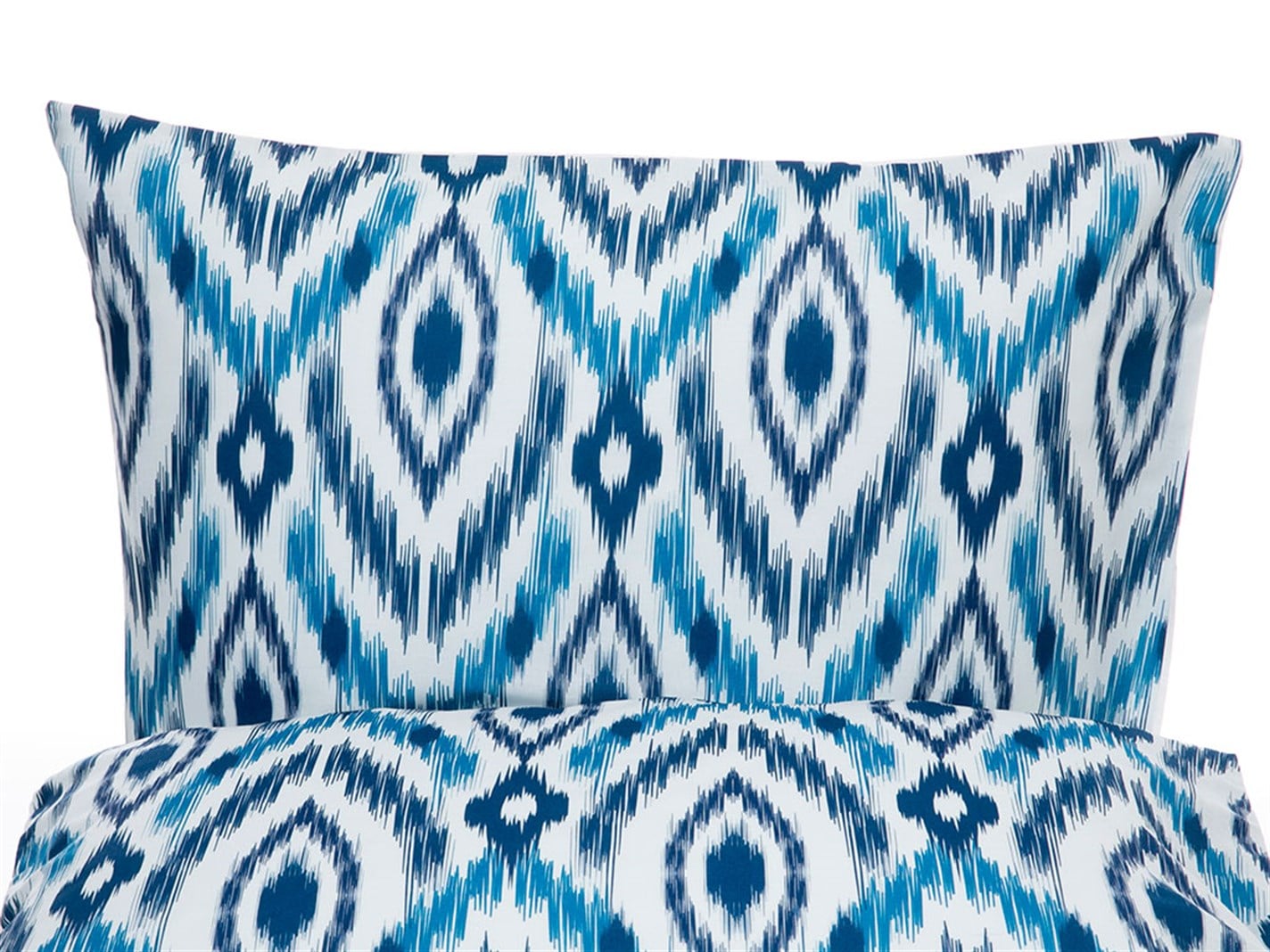 Deep Sea Ikat 57 Tel / 144 Numărul de fir 2 set 50x70 cm Albastru inchis.