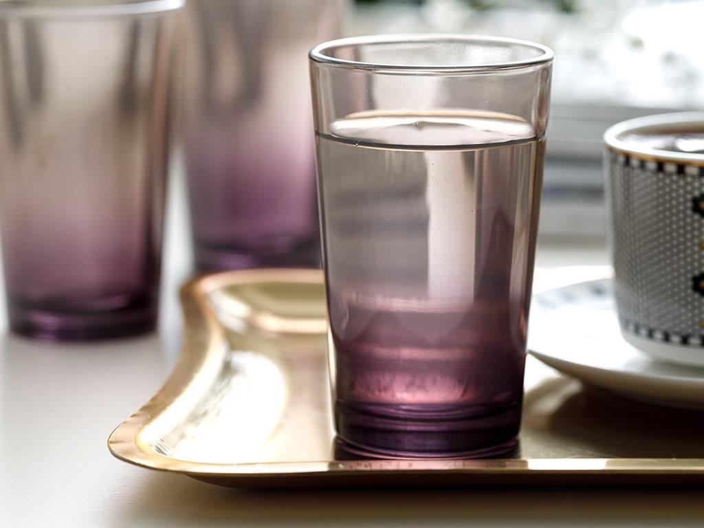 Degetto Glass 6 Set Served with Coffee Water Glass 100 ml Dark Purple