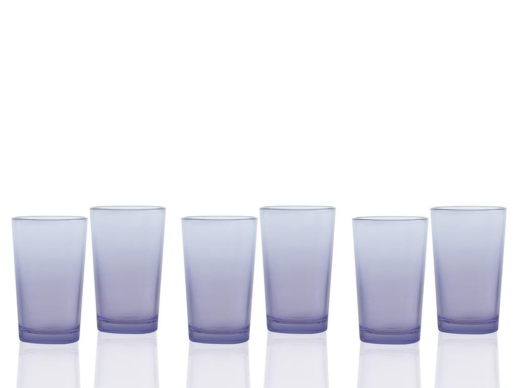 Degetto Glass 6 Set Served with Coffee Water Glass 100 ml Purple-Blue
