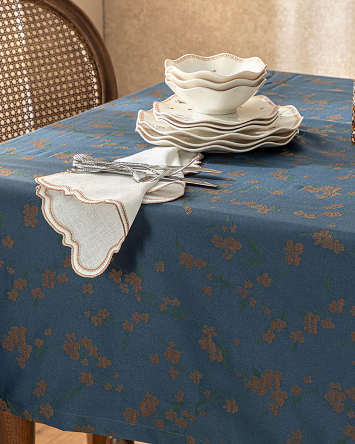 Delilah Polyestere Table Cloth 150x220 cm Dark Blue