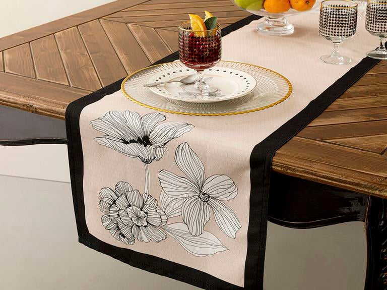 Denby Mix Polyester Rectangular Runner 40x150 cm Beige - Black