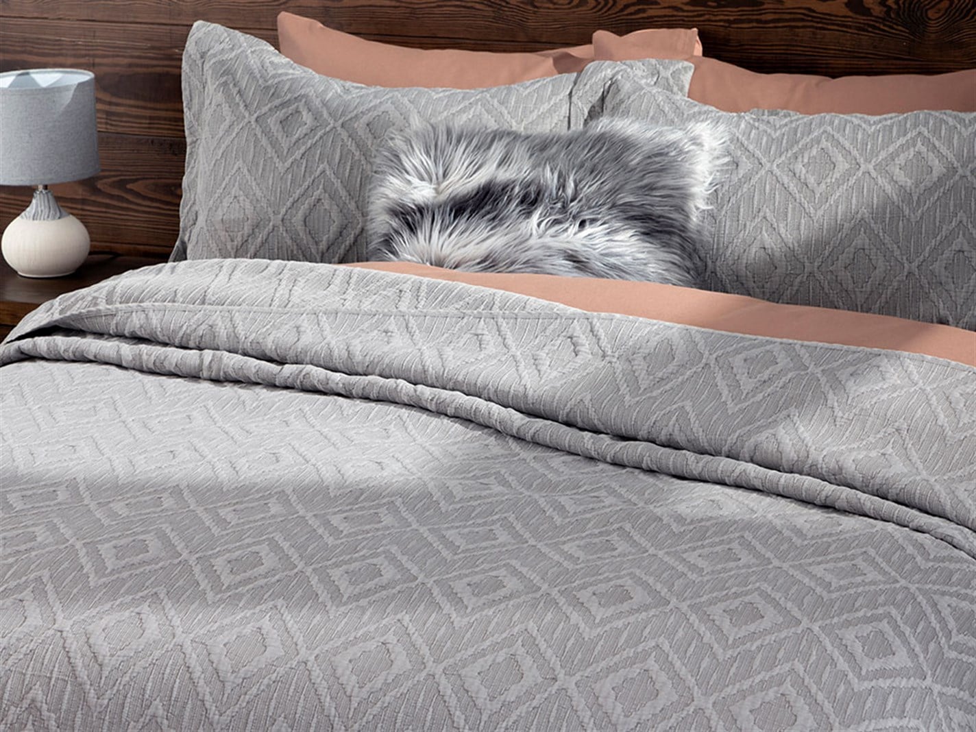 Diamond Chic  Persoană dublă 240x250 cm Burgundia-gri