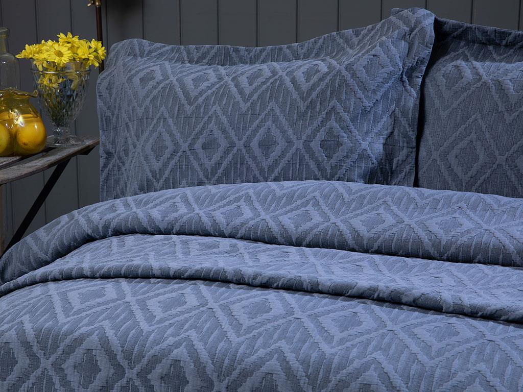 Diamond Chic  Stonewash Persoană dublă  SET CUVERTURĂ DE PAT 240x250 cm Albastru inchis