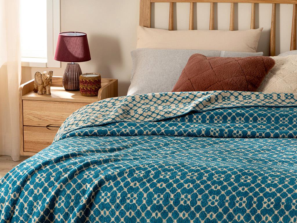 Diamond Vitrail Cu Bumbac Double Pătură 200x220 cm Verde Petrol
