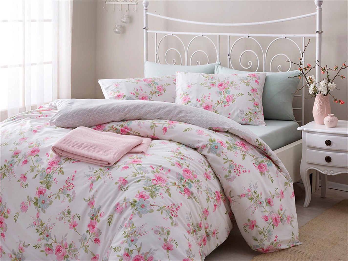 Distracție de primăvară Cu două fețe Persoană dublă cu două fețe 200x220 cm Roz