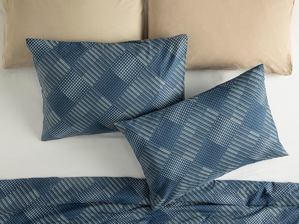 Dotted Check Bumbac Set 2 Față De Pernă 50*70 Cm Albastru închis