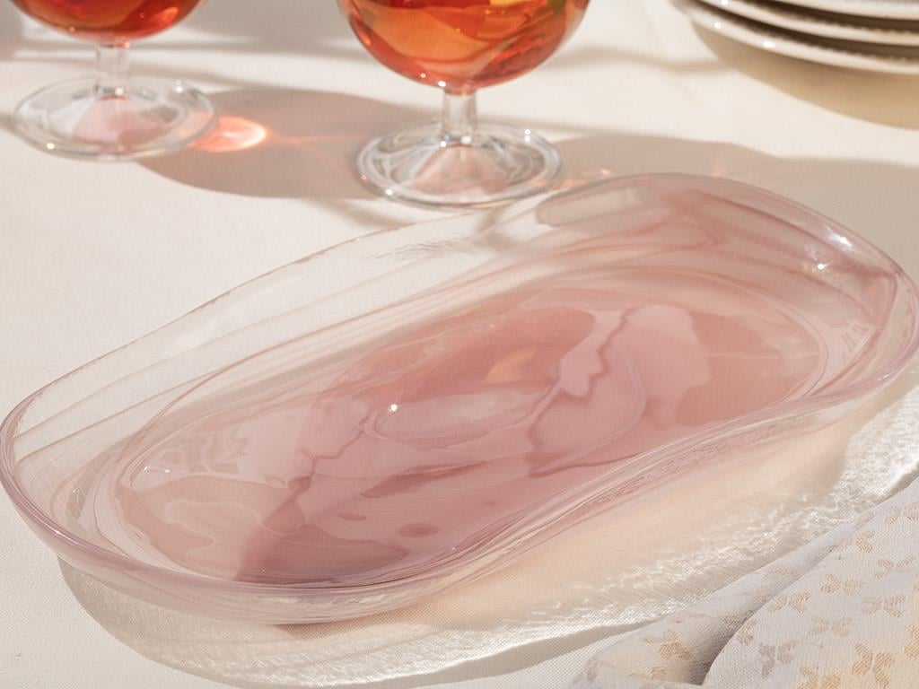 Pure Love Glass Platter 14x27 cm Powder