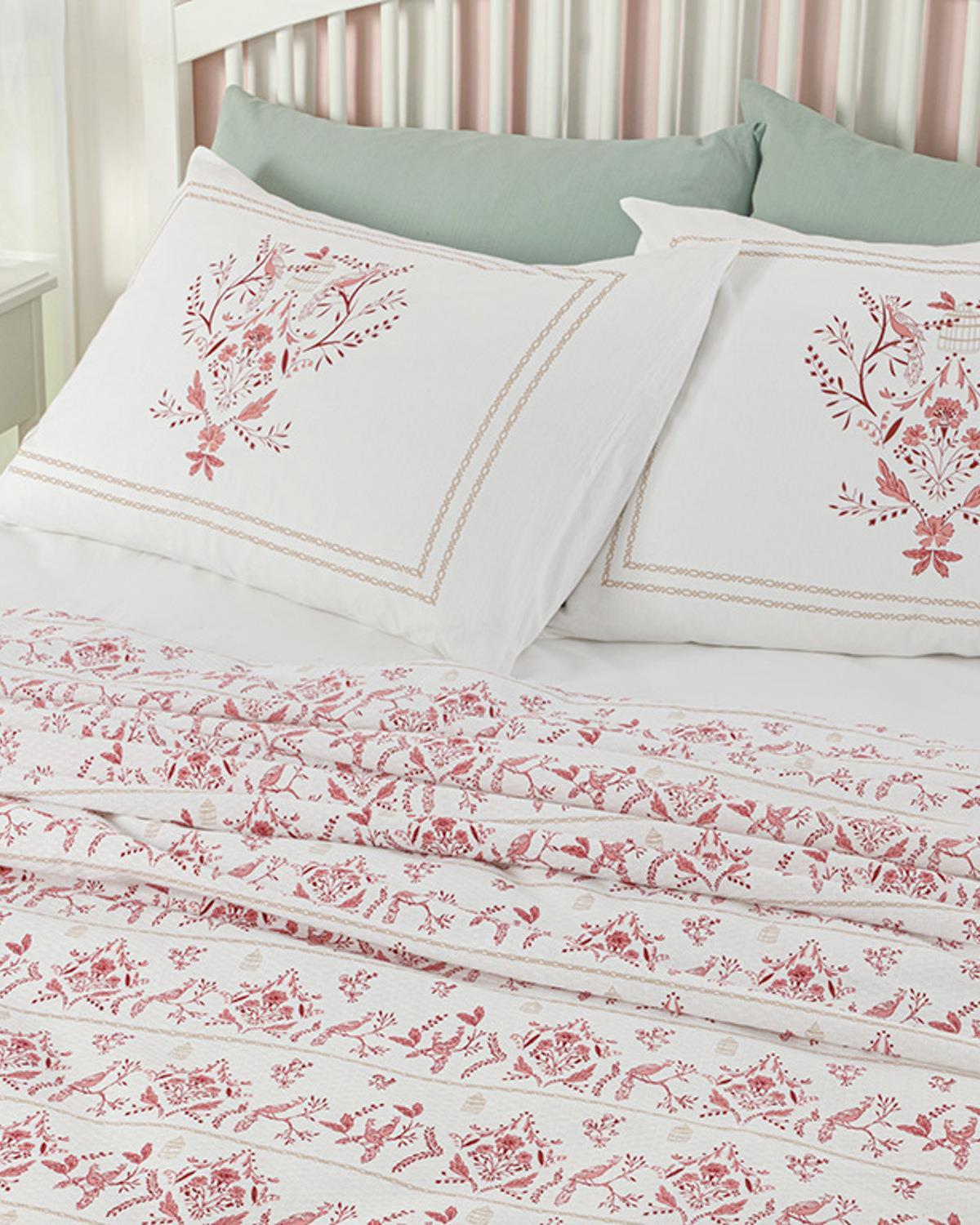 Dream Garden Imprimat King Size Set Pătură De Vară 220x240 cm Bordo