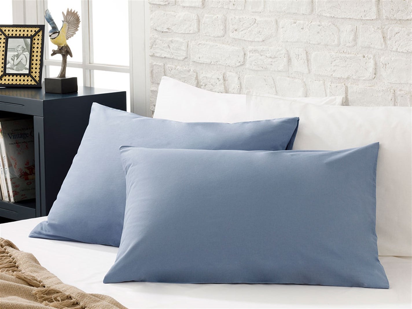 drept 57 Tel / 144 Numărul de fir 2 set 50x70 cm Albastru urban