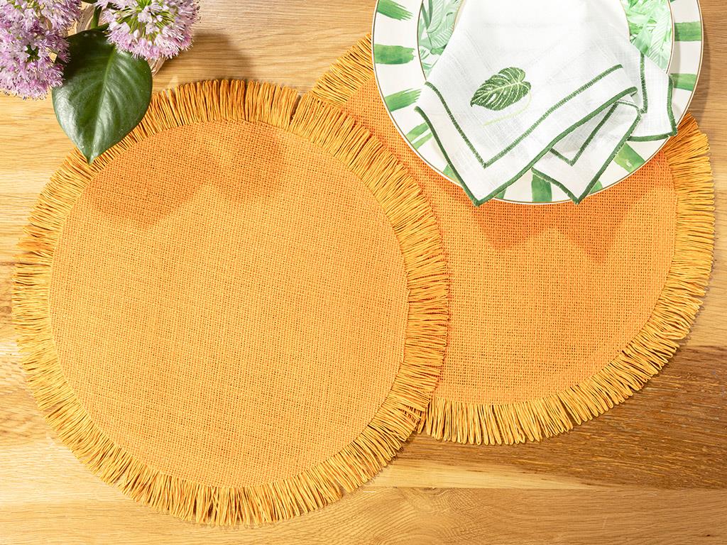 Edna Jute 2 Set Place Mat 38 cm Orange,