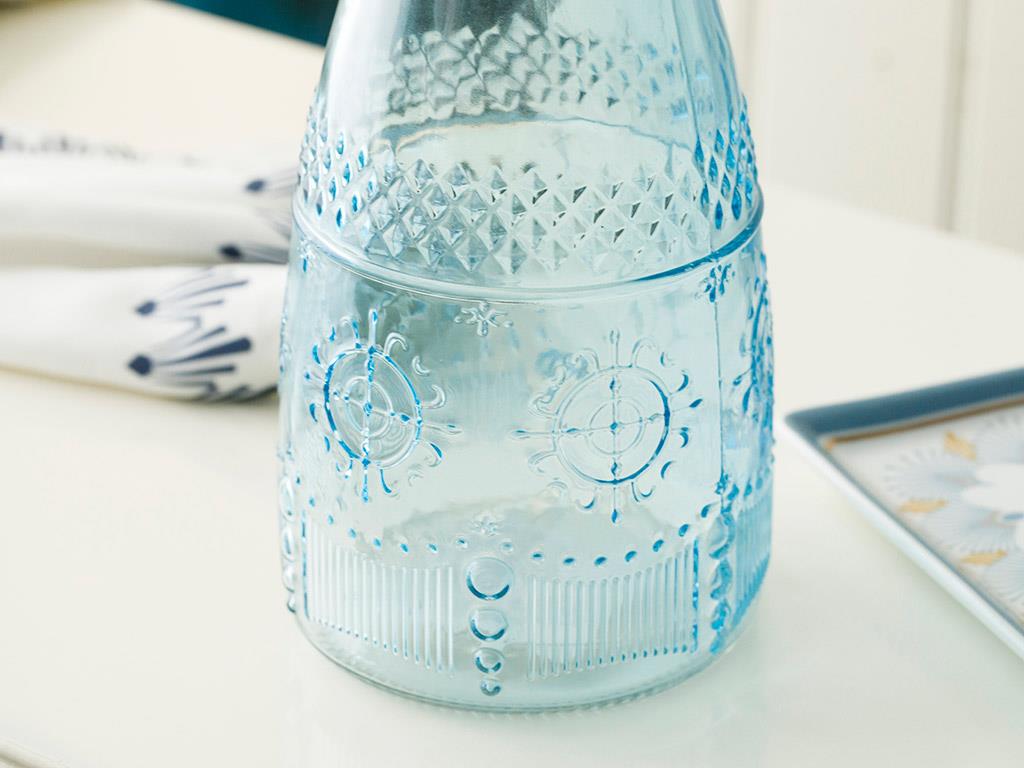 Elegance Glass Beverage Bottle Blue