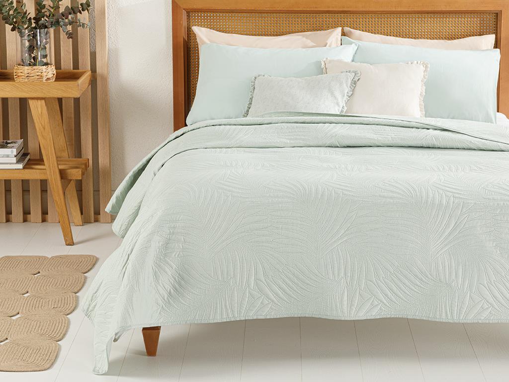 Elegant Leaf King Size Cuvertură Multifuncțională 240*220 Cm Verde marin
