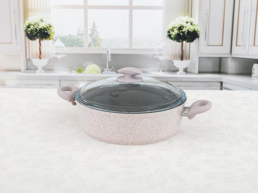 Elena  Granit  Cu capac din sticlă  CRATIȚĂ 26 cm Pink