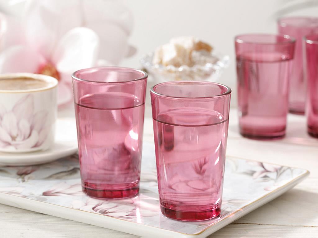 Elves Glass 6 Set Served with Coffee Water Glass 100 ml Purple