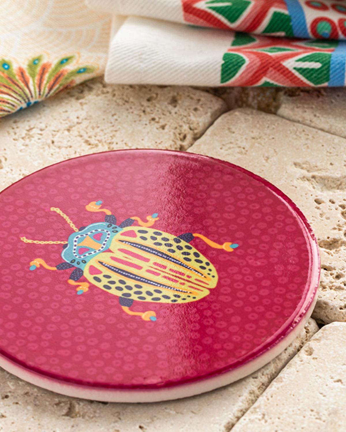 Exotic Bug Silicone Coaster 10,8 cm Purple