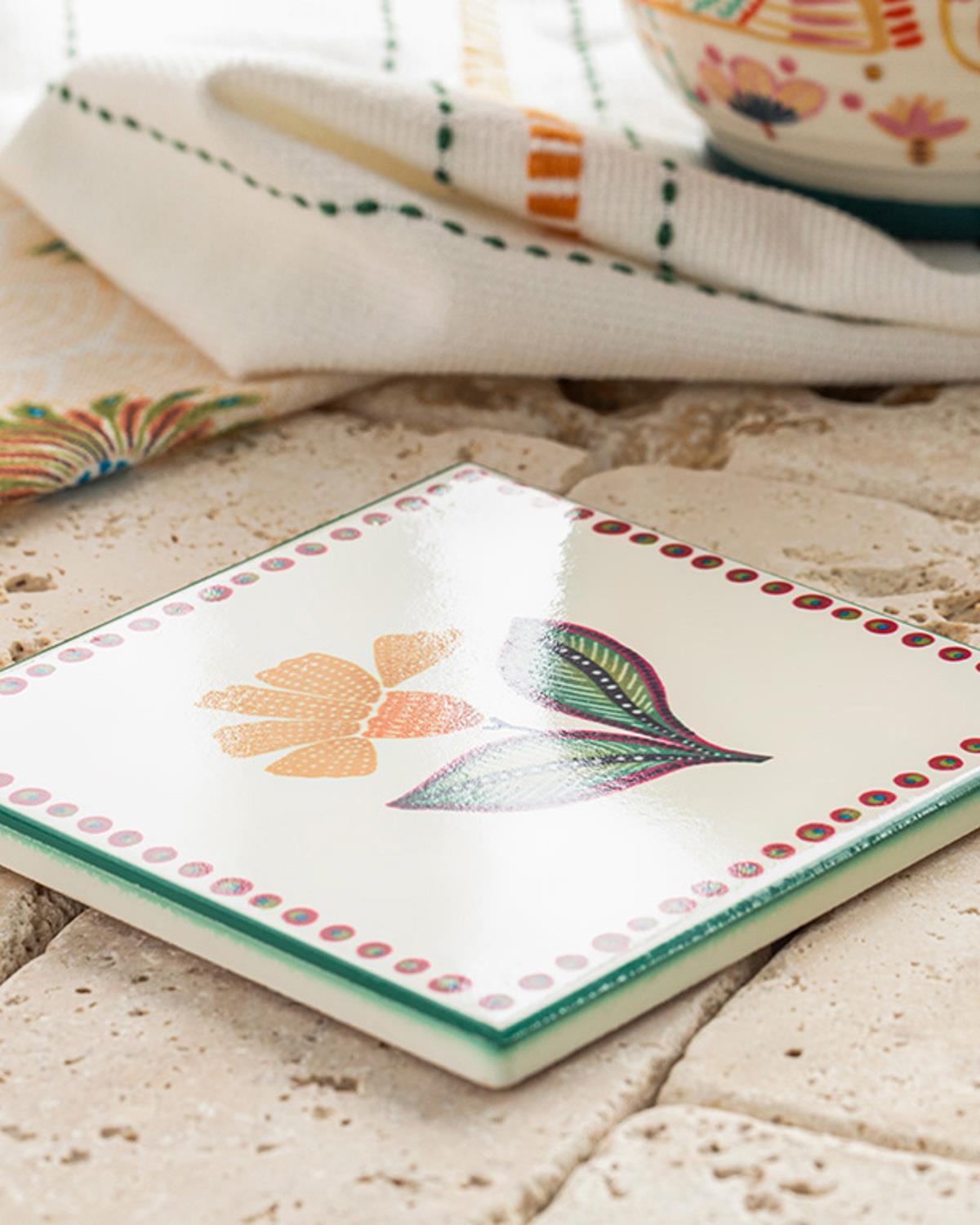 Exotic Flower Silicone Coaster 10,8 cm Colorful