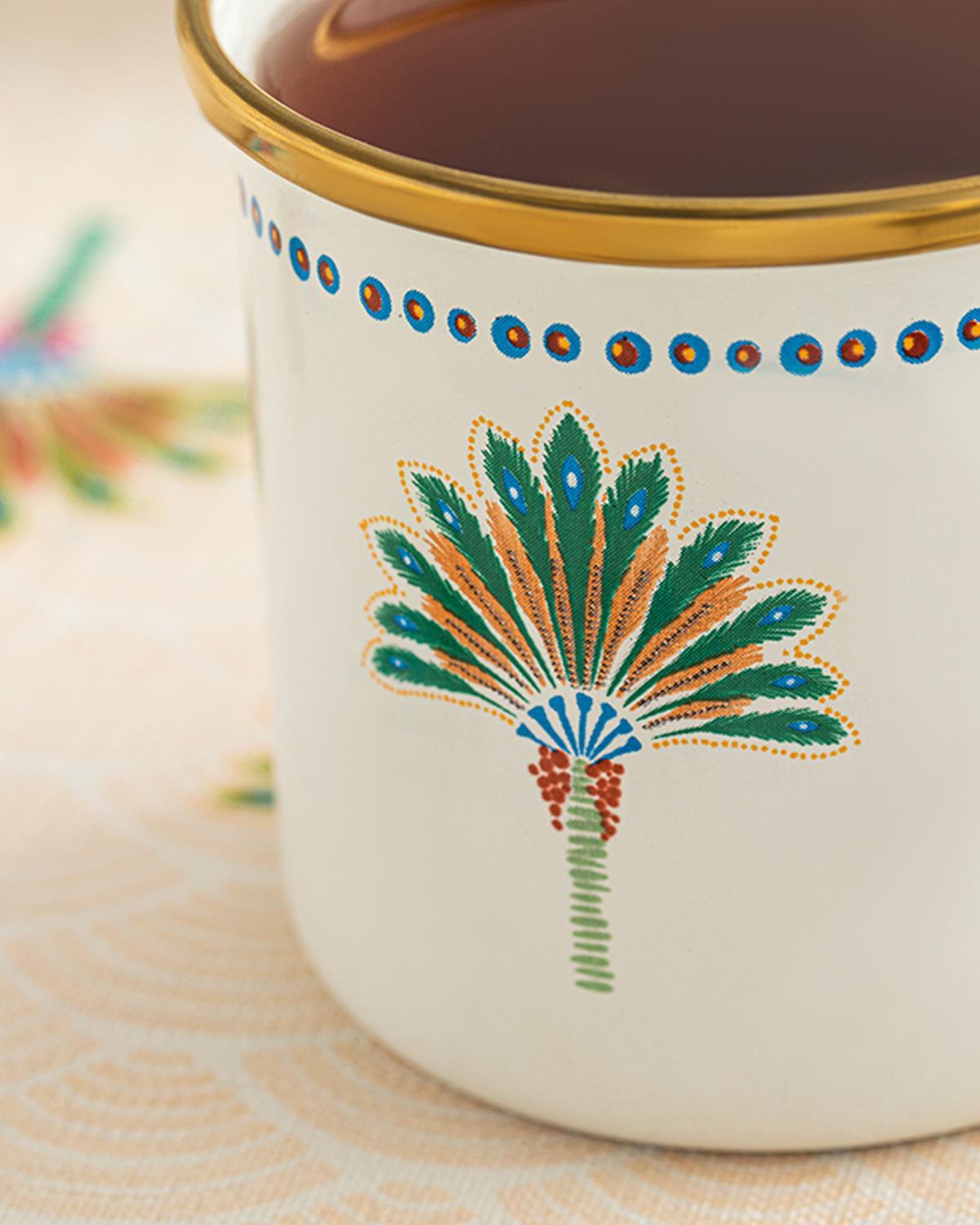 Exotic Palm Enamel Cup 350 ML White