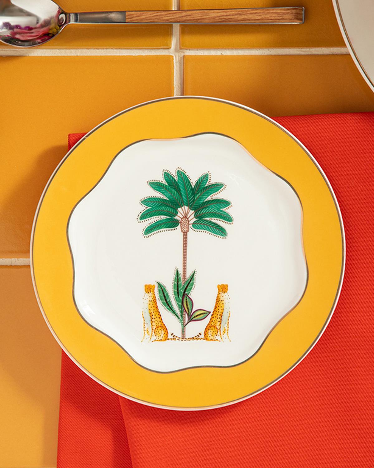 Exotic Tiger New Bone China Dessert Plate 15 cm Mustard