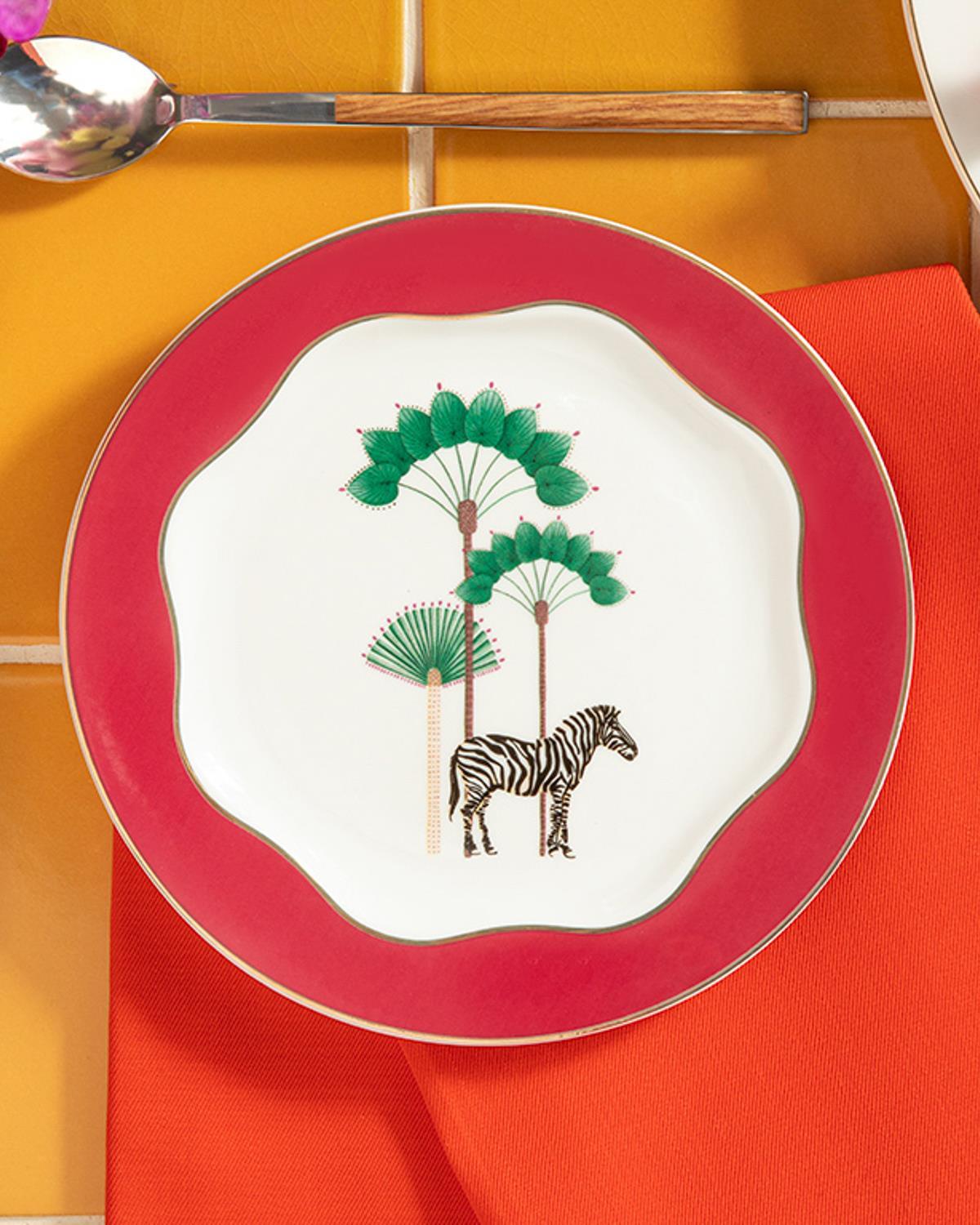 Exotic Zebra New Bone China Dessert Plate 15 cm Pınk