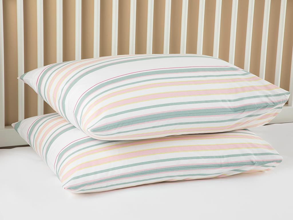 Fâșie pură Bumbac Set 2 Față De Pernă 50 x 70 cm Roz