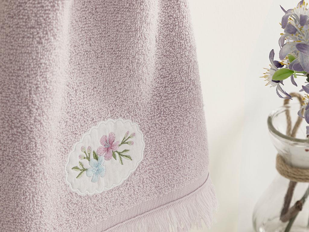 Fancy Flowers Embroidered Hand Towel 30x40 cm Lilac.
