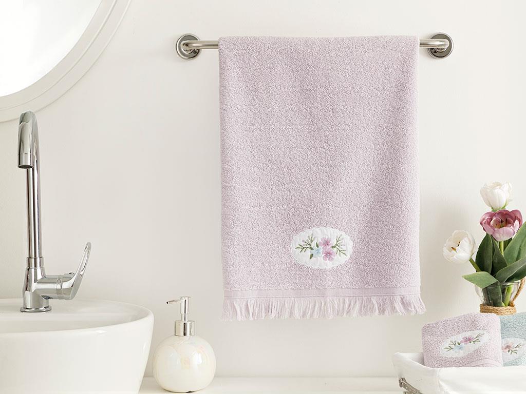 Fancy Flowers Embroidered Face Towel 50x76 cm Lilac.