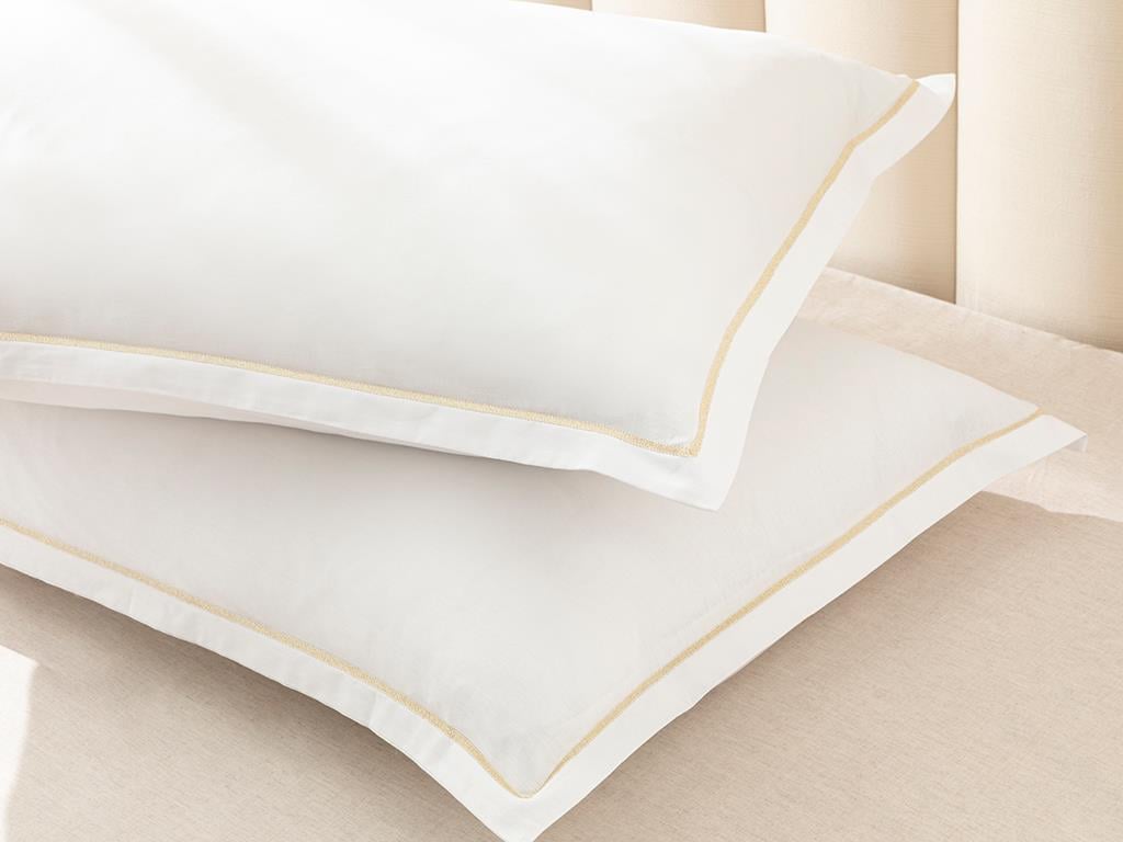 Fancy Plain Simli Pamuk  2 cu urechi  FAȚĂ DE PERNĂ 50x70 cm White