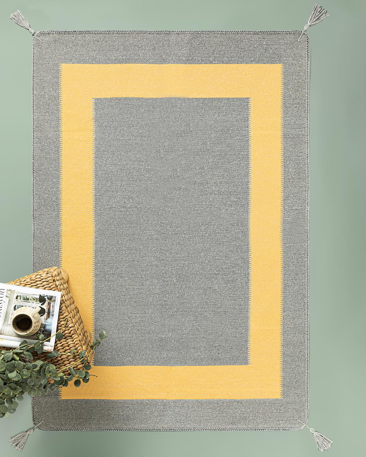 Fancy  Square Țesătură Pled 120x180 cm Gri - Galben