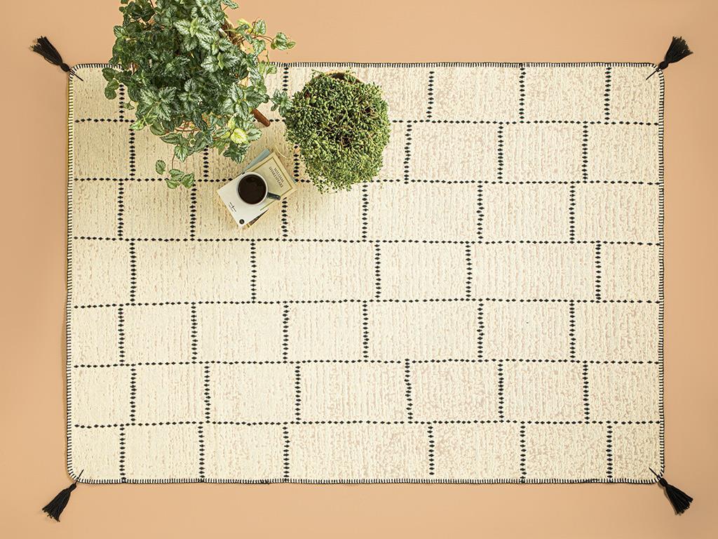 FancyNia Țesătură Pled 120x180 cm Crem Negru