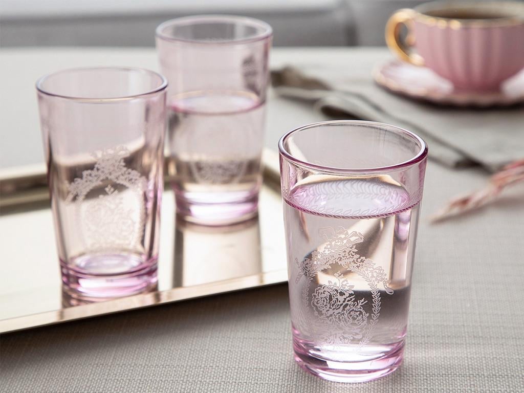 Fancy Glass 6 Set Served with Coffee Water Glass 100 ml Pink