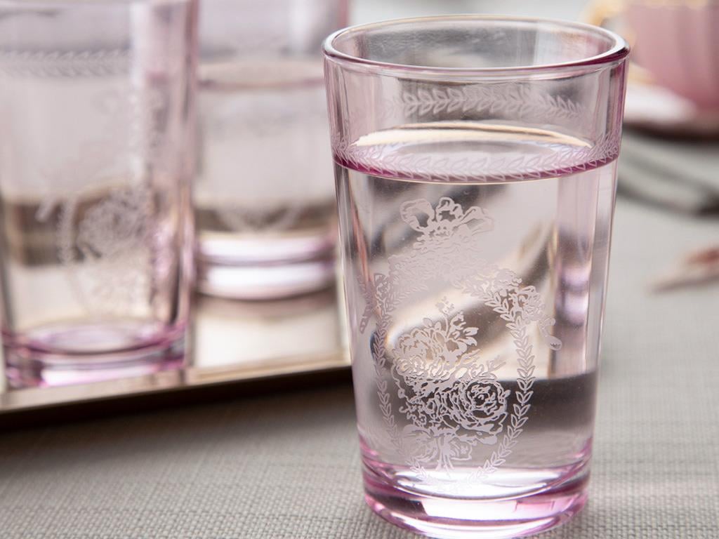 Fancy Glass 6 Set Served with Coffee Water Glass 100 ml Pink