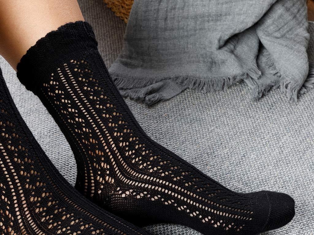 Fishnet Long Cotton Socks Standart Black