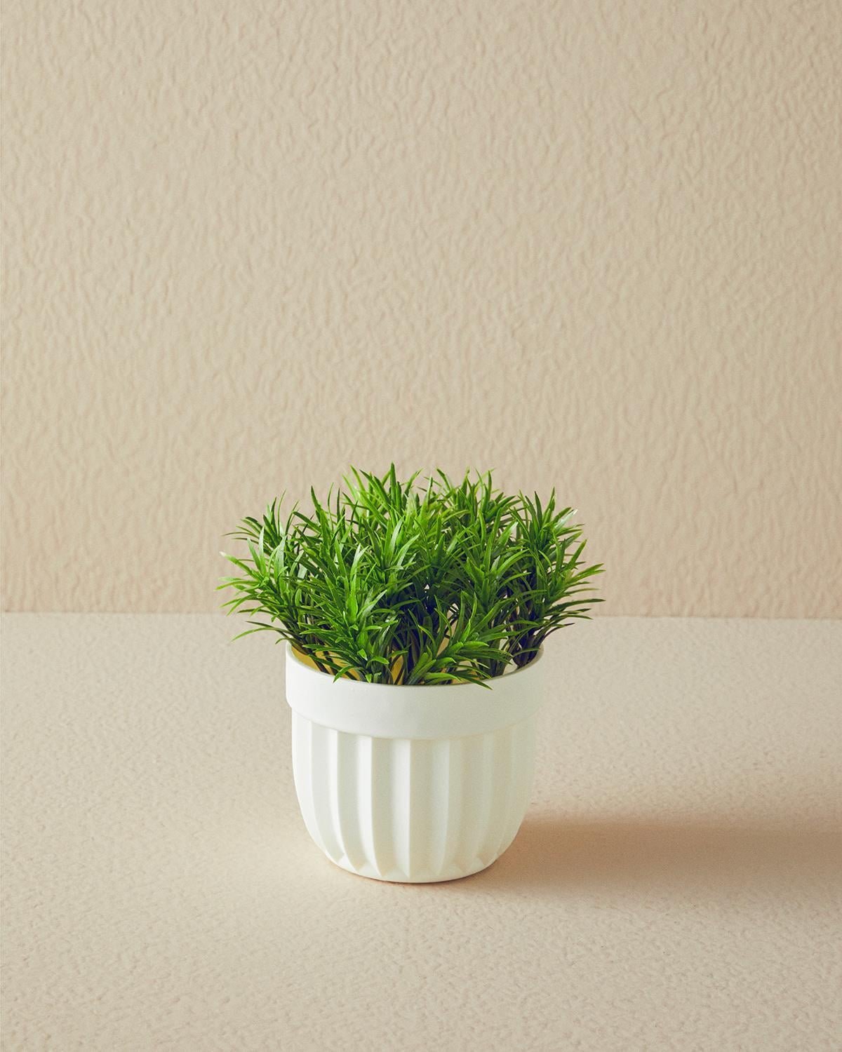 Leaves Artificial Flower with Vase 13x13x13 cm Gray