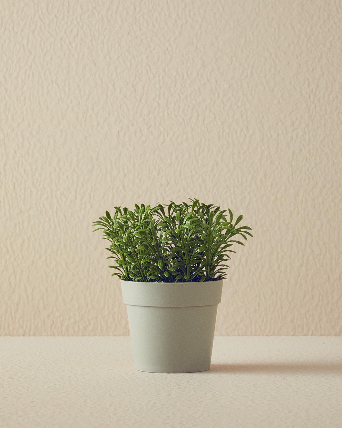 Pure Leaves Artificial Flower with Vase Gray