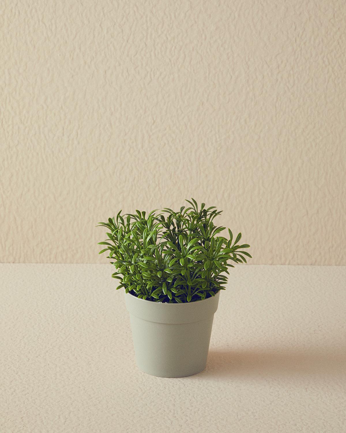 Pure Leaves Artificial Flower with Vase Gray