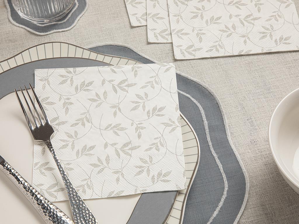 Flora Paper 20 Set Tissue Napkin 33x33 cm White