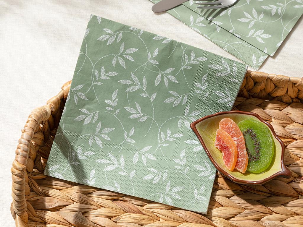 Flora 20 Set Tissue Napkin 33x33 cm Green