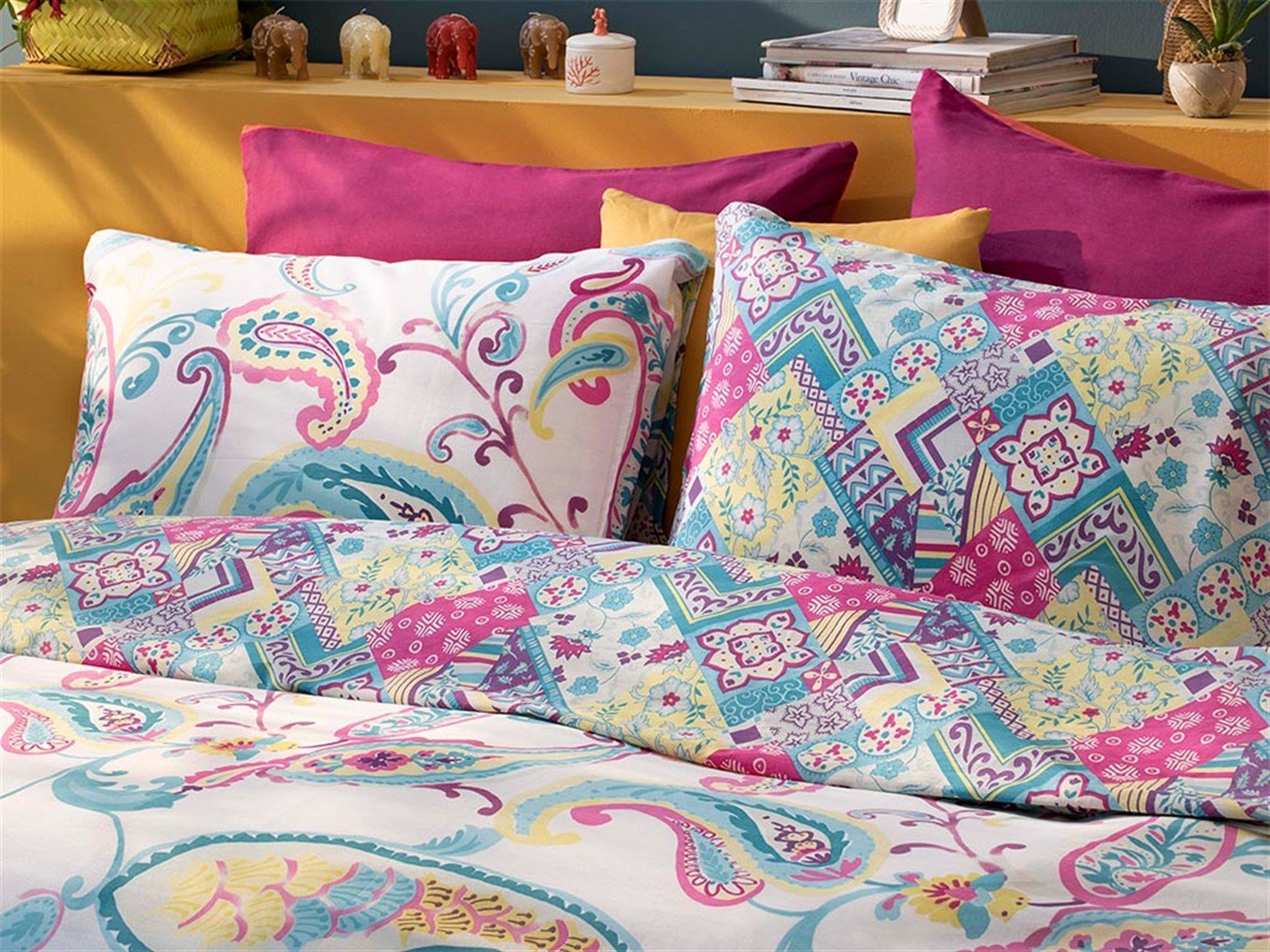Floral Boho 52 Tel / 132 Numărul de fir Persoană dublă 200x220 cm Violet