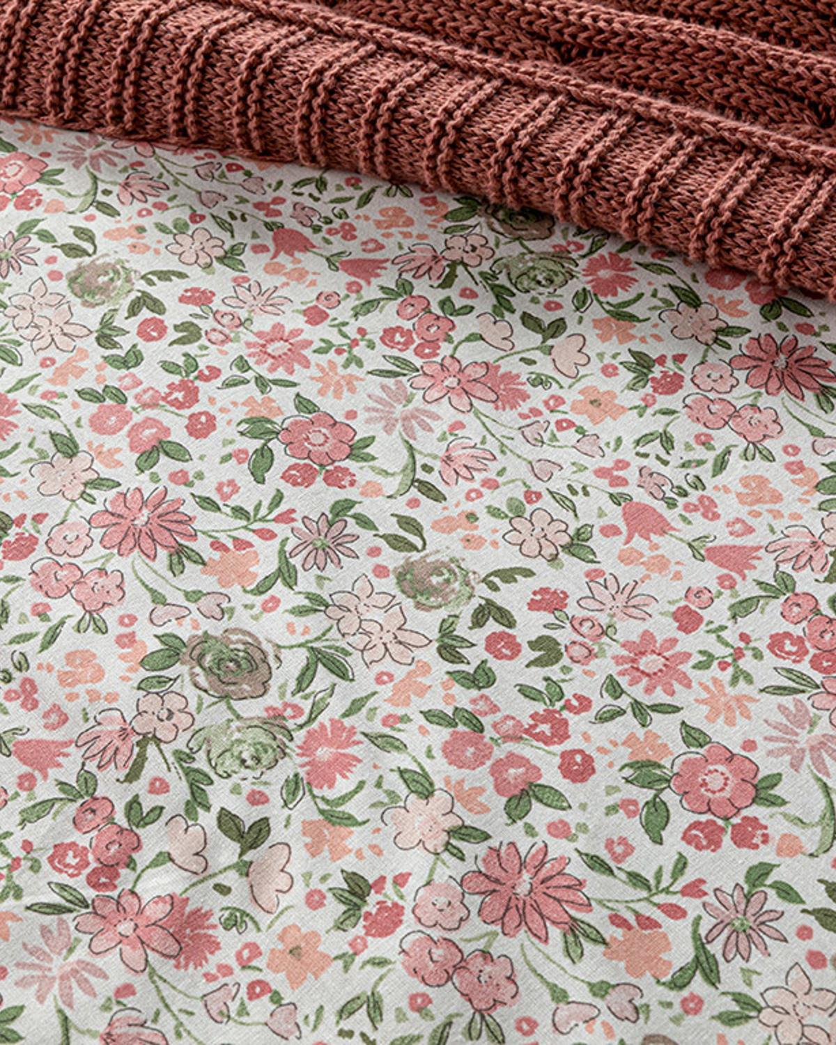 Flower Joy Set De Lenjerıe De Pat Pentru O Persoana, Din Bumbac, 160*220 Cm, Roz
