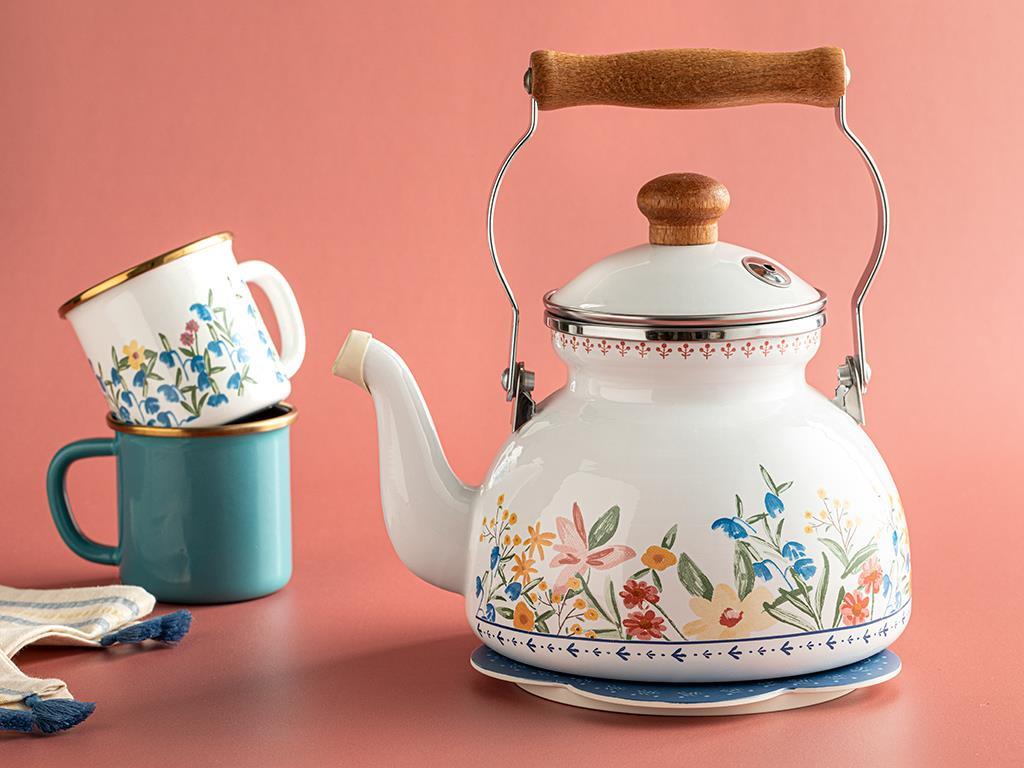 Flower Spree Enamel Pot 2,4 lt White