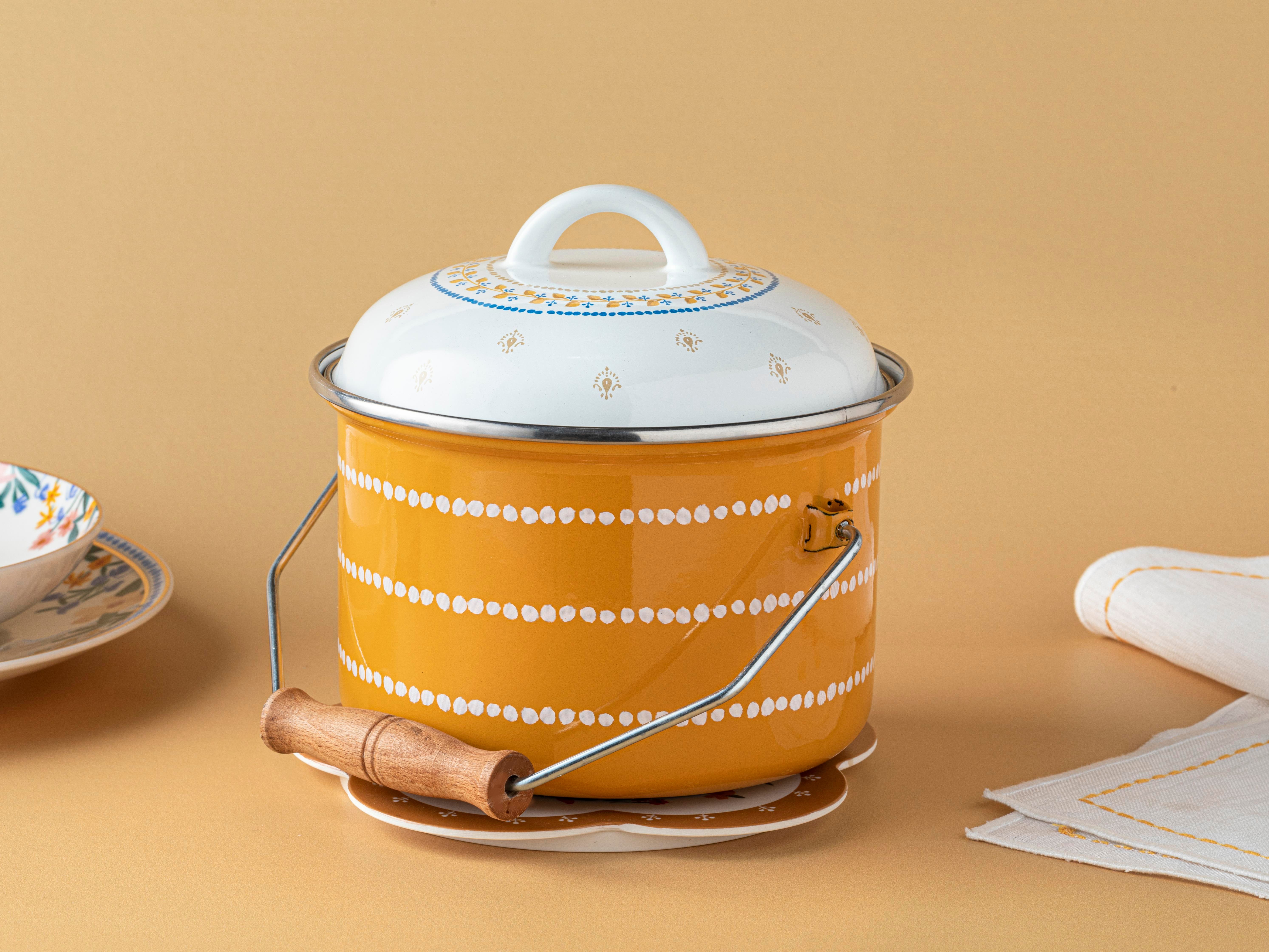 Flower Spree Enamel Copper Bucket 2L Mustard