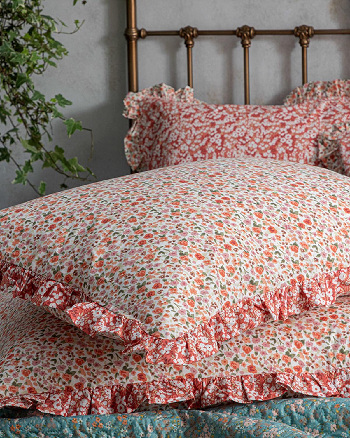 Floweret Cu Bumbac Cu 2 Piese Față De Pernă 50x70 cm Chihlimbar Roz