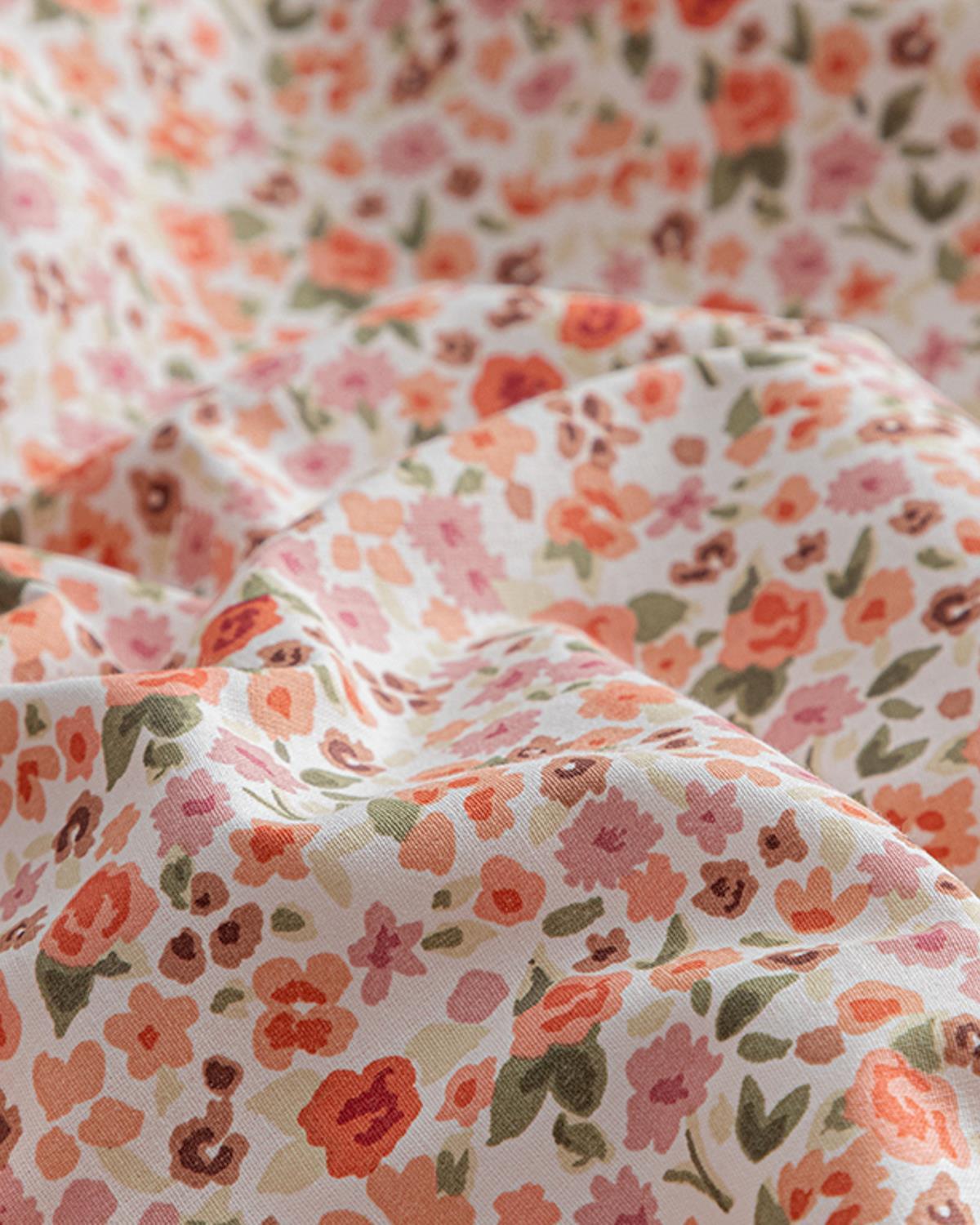 Floweret Cu Bumbac Single Set Lenjerie De Pat 160x220 cm Chihlimbar Roz