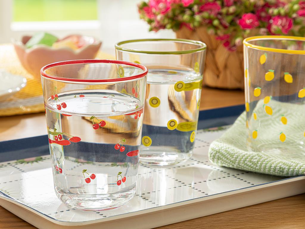 Fruity Glass 6 Set Served with Coffee Water Glass 120 ml Colorful