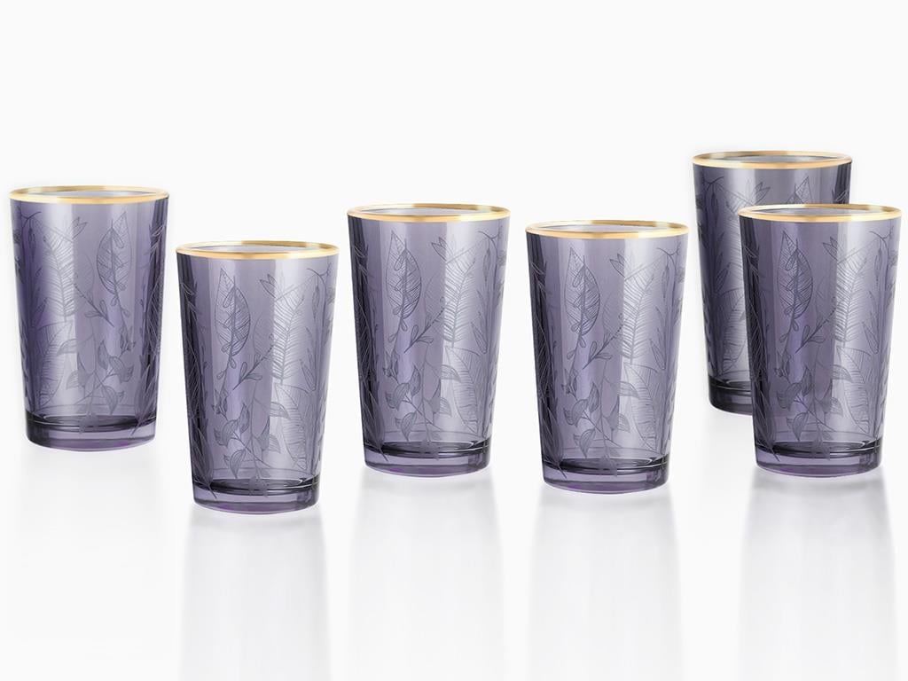Leaf Glass 6 Pcs for Coffee Side Water Glass 100 ml Purple