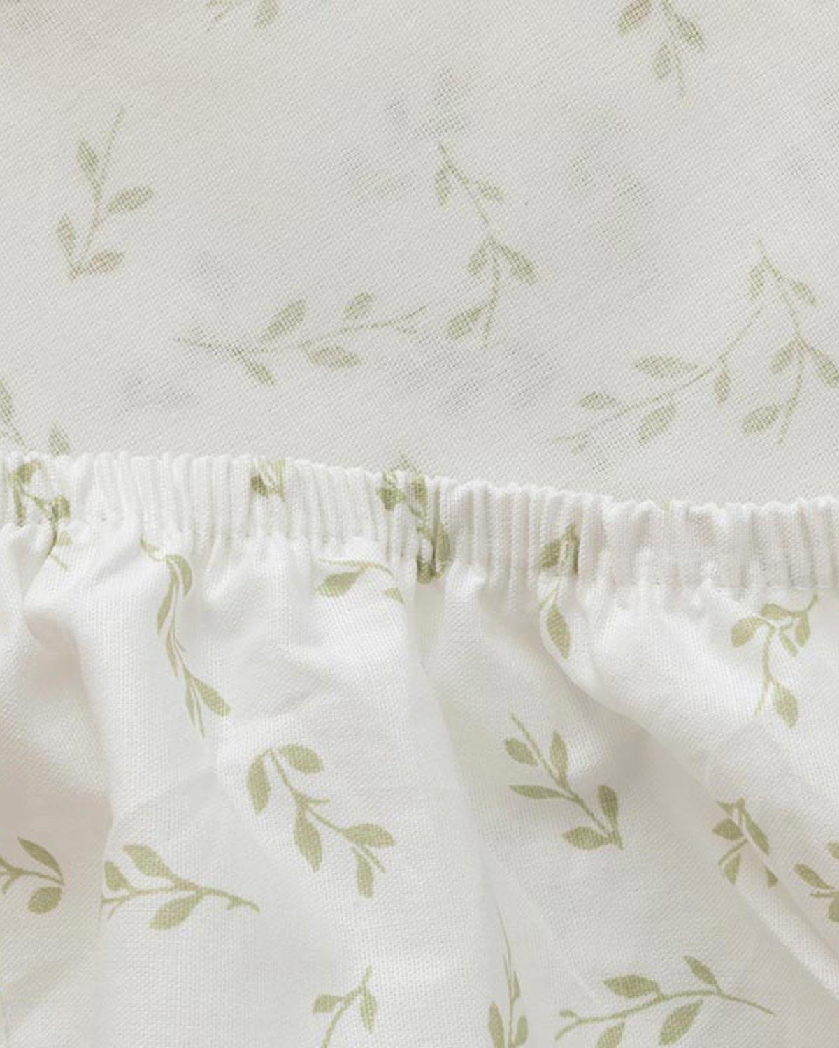 frunzos Cu Bumbac Super King Cearșaf Cu Elastic 200x200 cm Verde deschis