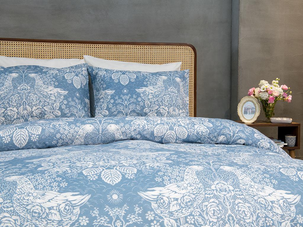 Gâscă fantezistă Bumbac Dublu Set Lenjerie De Pat 200*220 Cm Albastru