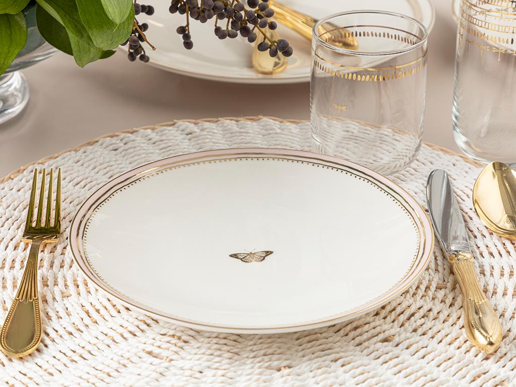 Galia Butterfly Bone China Cake Plate 20 cm Pink