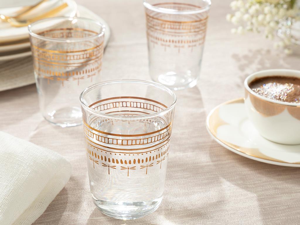 Galia Goldie Glass 6 Pcs for Coffee Side Water Glass 100 ml Gold
