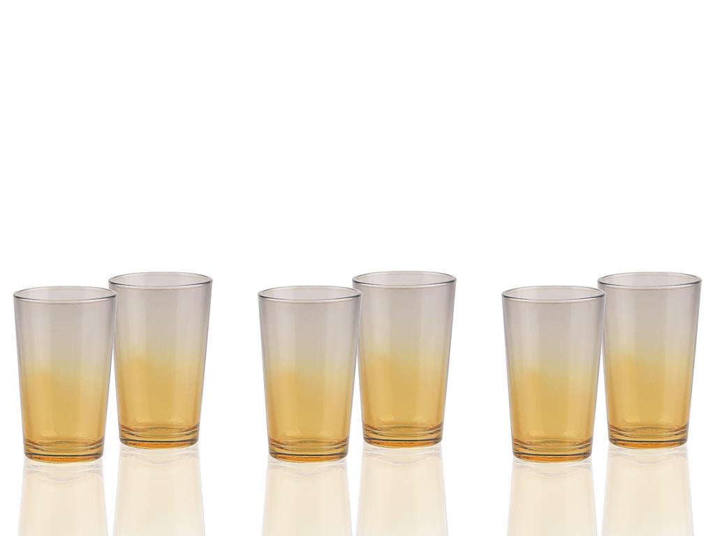 Gena Glass 6 Set Served with Coffee Water Glass 100 ml Amber-Gray